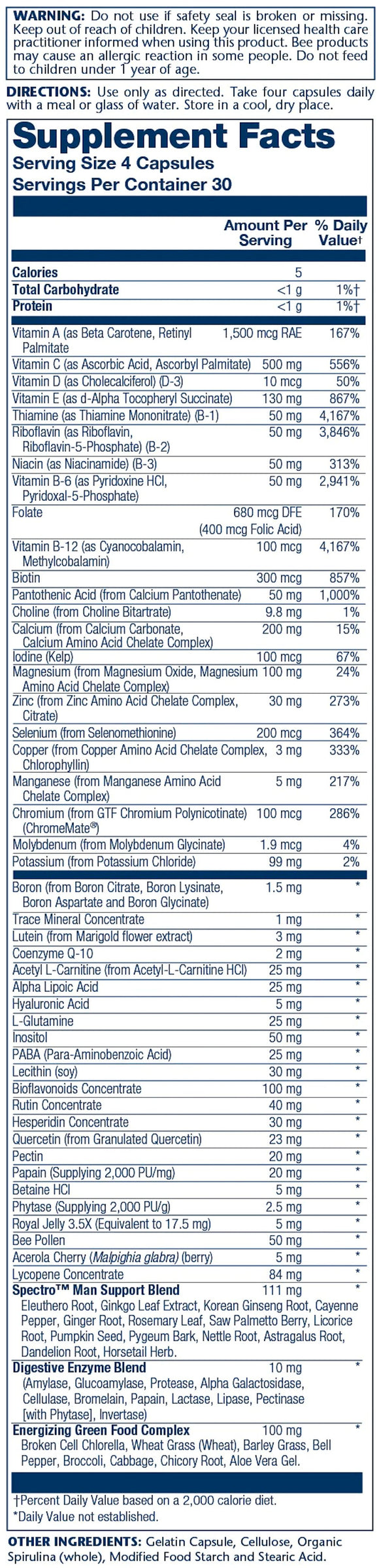 Solaray Spectro Multivitamin Man 120 Capsules
