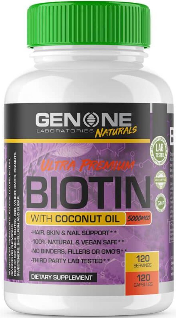 Genone Labs Ultra Premium Biotin with Coconut OIL 120 caps|Lowcostvitamin.com