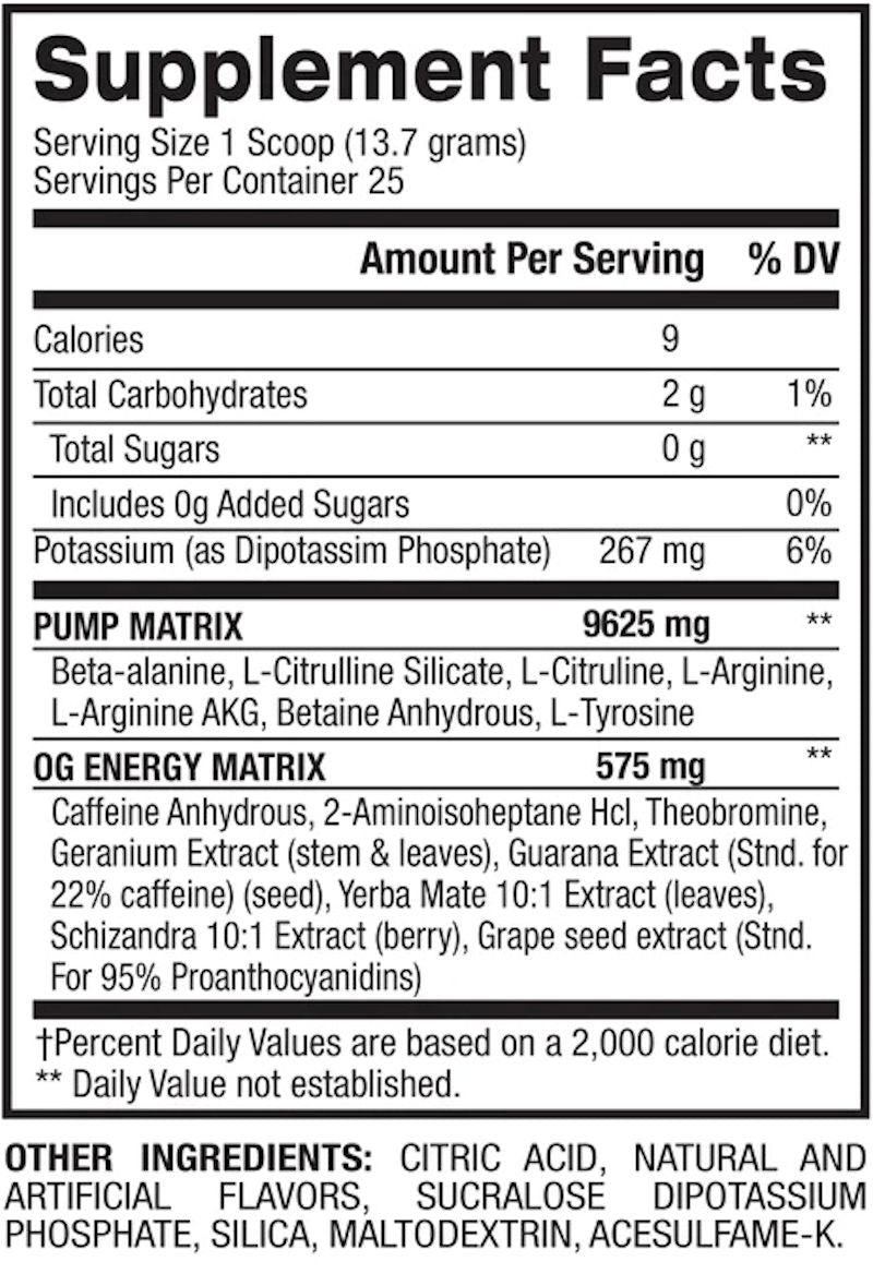 1.M.R OG Pre-Workout Formula fact