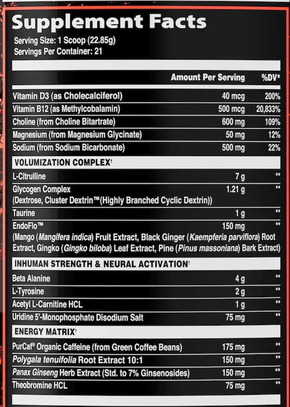 AfterDark InHuman Mentis Pre-Workout EXTREME PUMPS, BLOOD FLOW|Lowcostvitamin.com|Pre-Workout