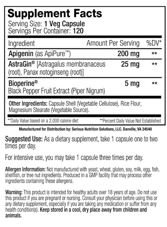 Serious Nutrition Solutions Apigenin XT 200 Mg - 120 Capsules