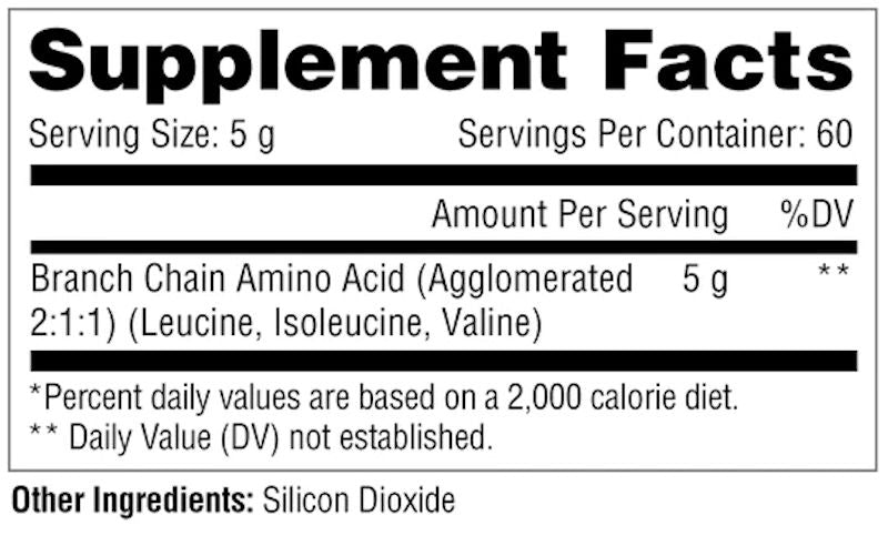 Metabolic Nutrition BCAA Pure 300 Gms 60 serving fact