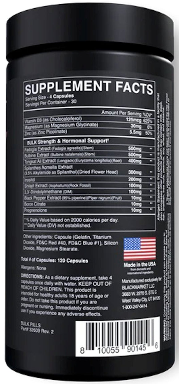 BlackMarket Bulk Pills 120 Capsules|Lowcostvitamin.com|Test Booster