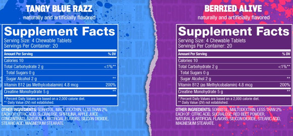 MUTANT Creatine Bytz – Sugar Free Chewable Tabs Tangy Blue Razz (Copy)|Lowcostvitamin.com|Creatine