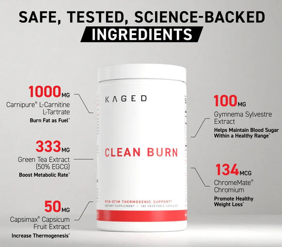 Kaged Clean Burn 180 Vegetable Caps|Lowcostvitamin.com|Fat Burner