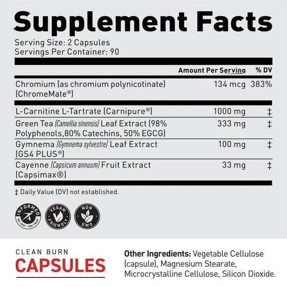 Kaged Clean Burn 180 Vegetable Caps|Lowcostvitamin.com|Fat Burner