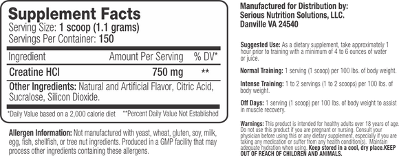 Serious Nutrition Solutions SNS Creatine HCI
