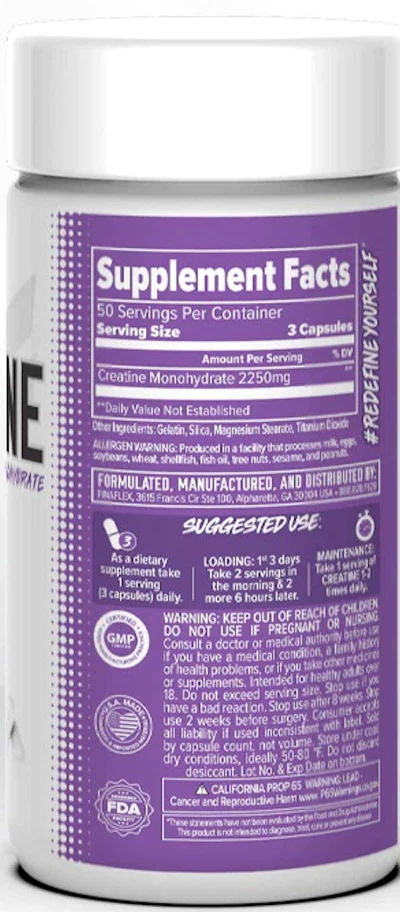 FinaFlex Pure Creatine 150 caps 50 servingLowcostvitamin.com