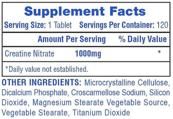 Hi-Tech Pharmaceuticals Creatine Nitrate 1000mg 120 Tablets|Lowcostvitamin.com|Creatine