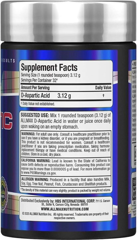ALLMAX, D-Aspartic Acid, 3.53 oz (100 g)