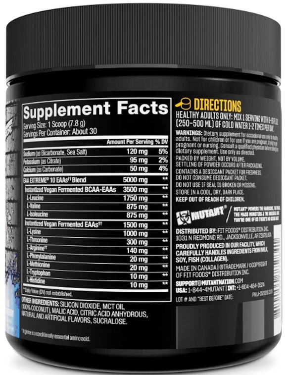 Mutant EAA, Extreme, Muscle Recovery BCAA
