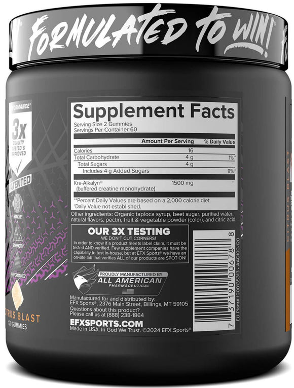 EFX Sports Kre-Alkalyn Creatine Gummies|Lowcostvitamin.com|Creatine