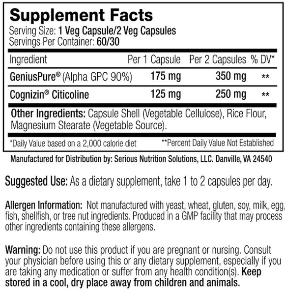 Serious Nutrition Solutions SNS Elite Choline|Lowcostvitamin.com|Health