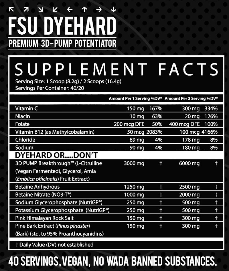 Inspired Nutraceuticals FSU Dyehard 40 servings|Lowcostvitamin.com