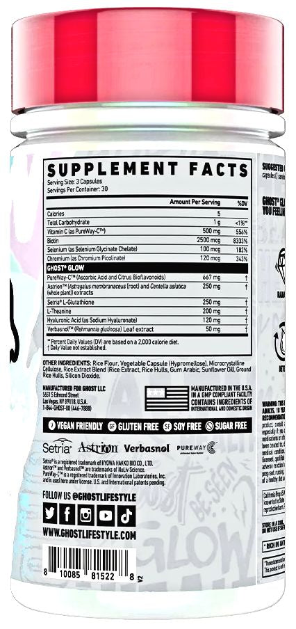 GHOST Glow Capsules: Beauty and Detox Supplement - 90 Capsules|Lowcostvitamin.com|Antioxidants