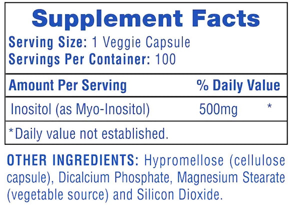 Hi-Tech Pharma Inositol 100 Veggie Capsules