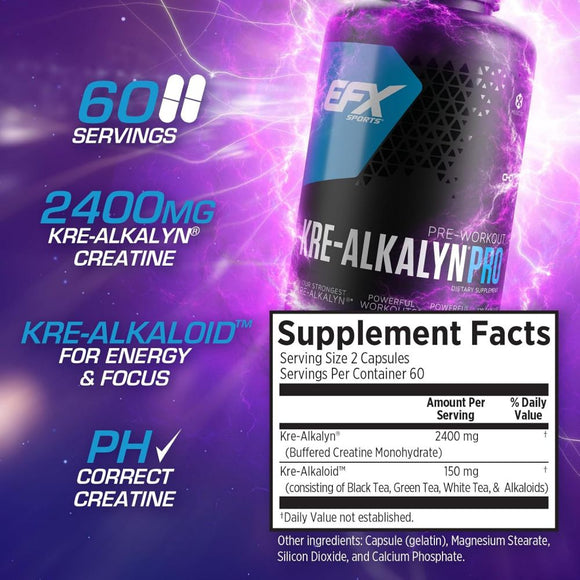 EFX Sports Kre-Alkalyn Pro 120 Caps|Lowcostvitamin.com|Pre-Workout