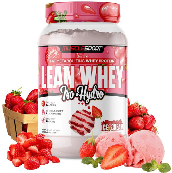 MuscleSport Lean Whey Iso-Hydro Strawberry Ice Cream 2 lbs|Lowcostvitamin.com|Protein