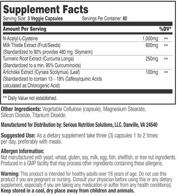 Serious Nutrition Solutions Liver Assists XT 180 vcaps|Lowcostvitamin.com|Liver Support