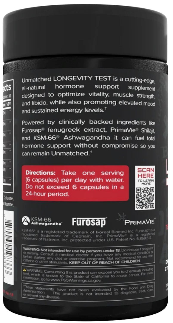 Unmatched Longevity Test 180 Caps|Lowcostvitamin.com|Test Booster
