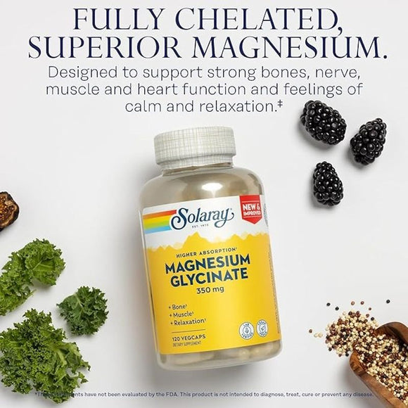 Solaray Magnesium Glycinate 120 Capsules|Lowcostvitamin.com|Recovery