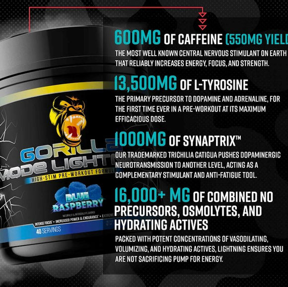 Gorilla Mind Mode Lightning Pre Workout|Lowcostvitamin.com|pre workout