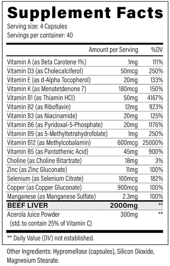 Black Magic Nine Lives Beef Liver+ Vitamins 160 Caps|Lowcostvitamin.com|Muscle Builder