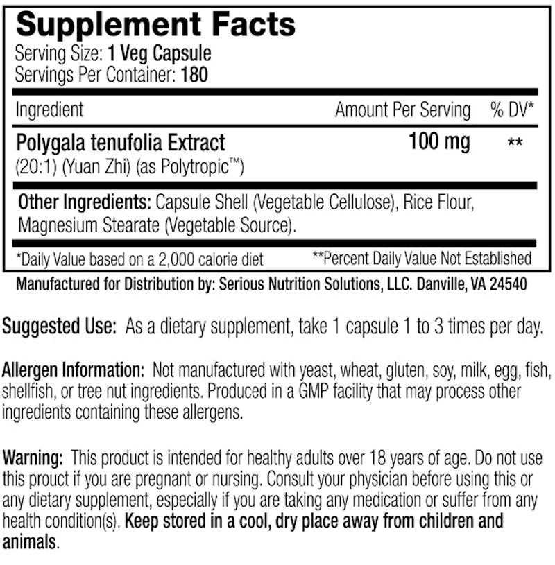 Serious Nutrition Solutions Polygala XT 180 Veg fact