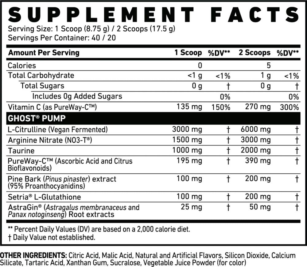 GHOST Pump Pre-Workout Stim-Free Passion Fruit