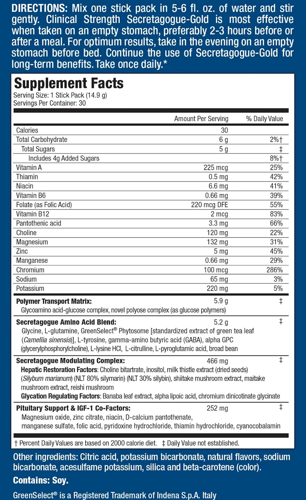 MHP Secretagogue Gold - GH Enhancer facts