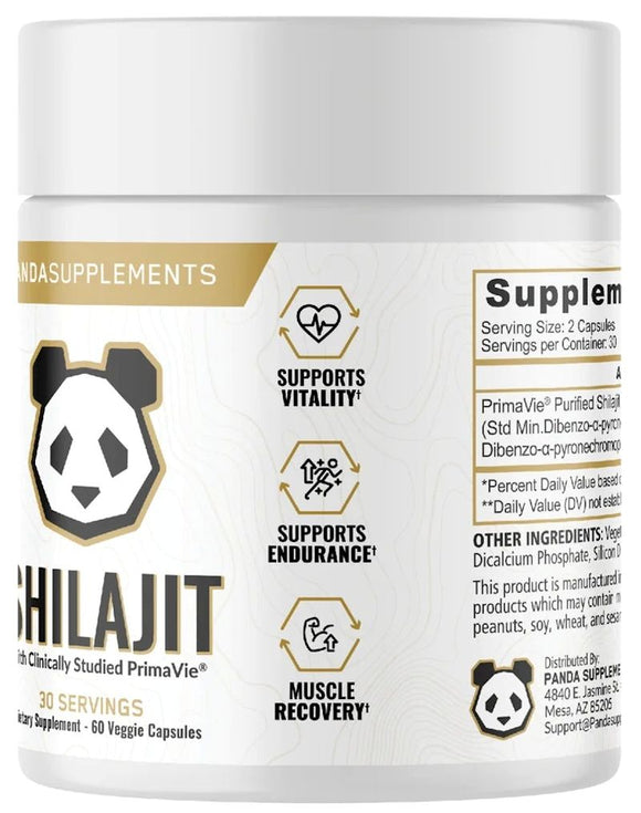 Panda Supps Shilajit, 50% fulvic acid 60 Veg Caps|Lowcostvitamin.com|Health