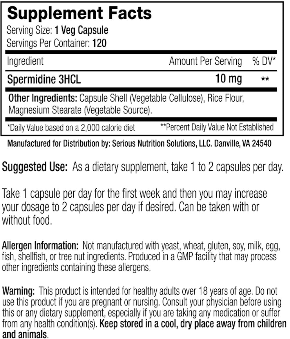 SNS Spermidine XT facts |Lowcostvitamin.com