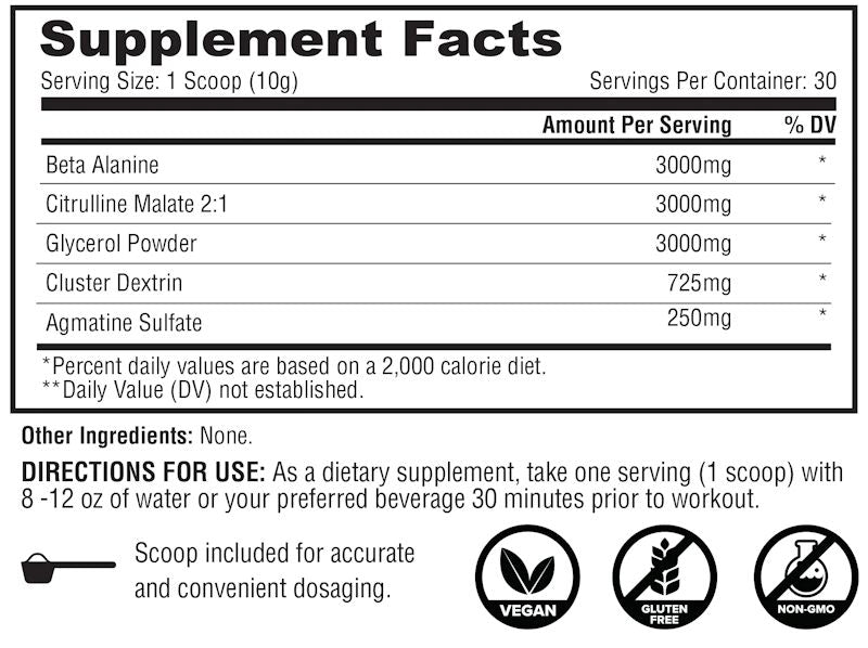 Metabolic Nutrition Stim Free Pump Pre-Workout unflavored fact