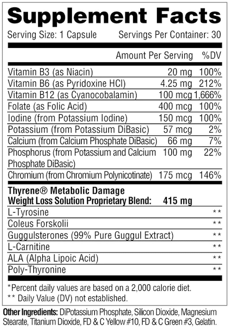 Metabolic Nutrition Thyrene Non-Stim Thyroid Support 30 Capsules|Lowcostvitamin.com