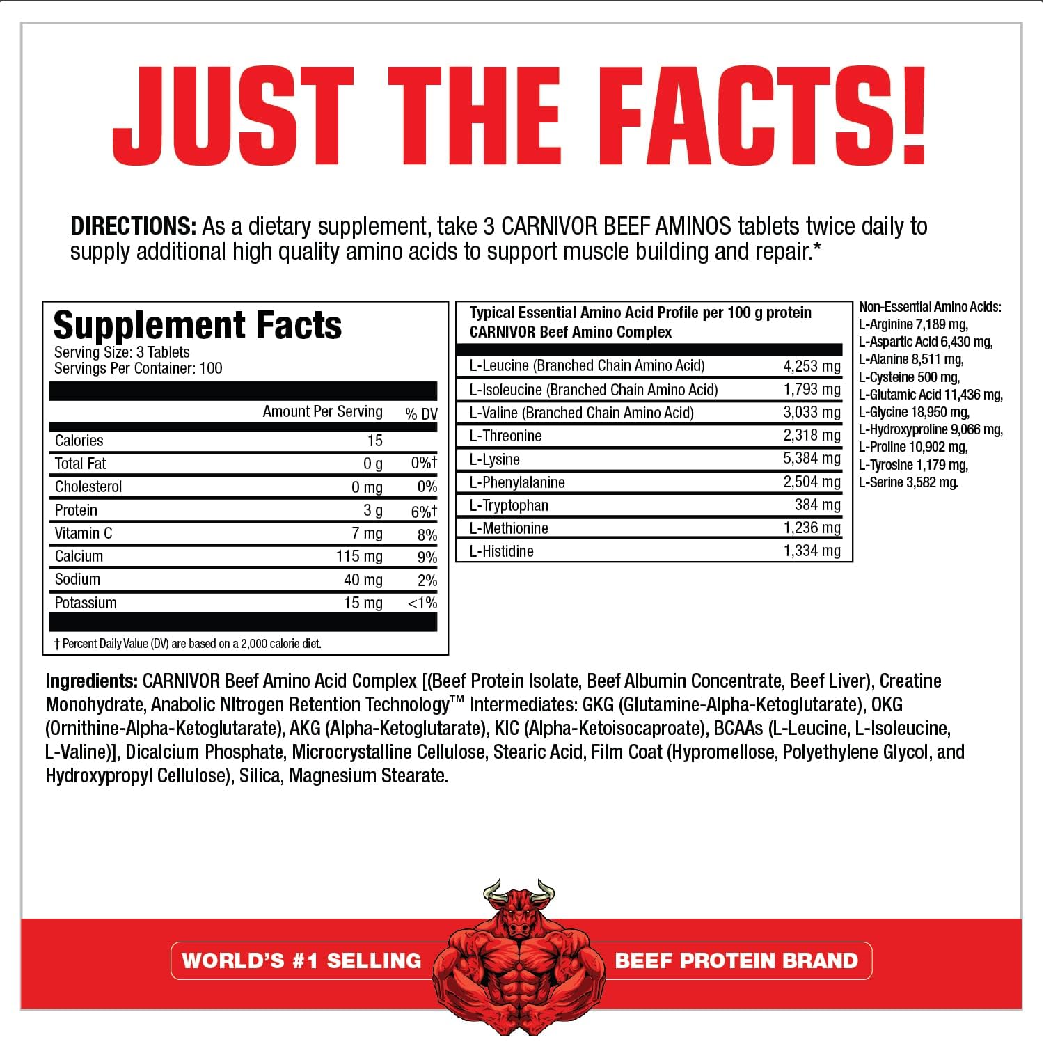 MuscleMeds Carnivor Beef Aminos 300 Tablets fact