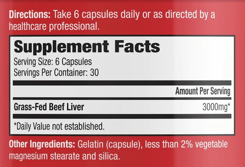 MuscleMeds Carnivor Beef Liver Grass-Fed caps fact