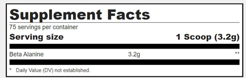 Condemned Labz Beta Alanine 75 Servings fact