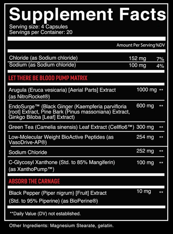 NutriFitt Carnage Blood Lust Pump Capsules|Lowcostvitamin.com|Muscle Pumps