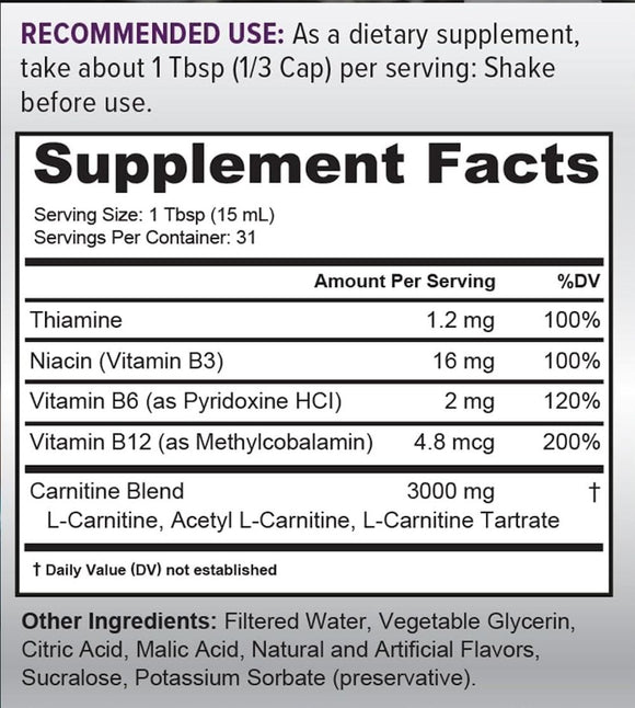 Cutler Nutrition Liquid Carnitine 3000, 3 Forms of Carnitine|Lowcostvitamin.com|Fat Burner