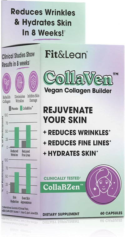 Fit & Lean CollaVen Collagen Builder,  Youthful & Hydrated Skin, Reduces Wrinkles,  60 Vegan Capsules