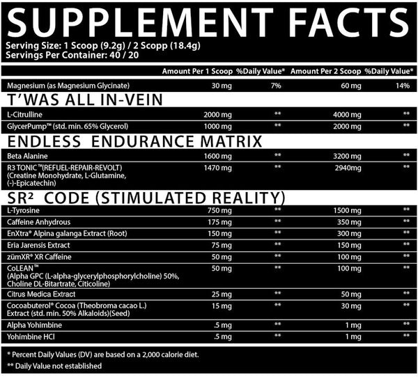 Inspired Nutraceuticals DVST8 Pre-Workout Inspired Nutraceuticals fact