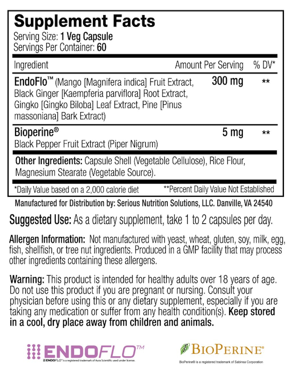 EndoFlo XT SNS Serious Nutrition Solutions fact