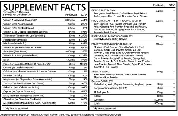 Gym God Fierce 5 Men's Multivitamin|Lowcostvitamin.com|Multi Vitamin