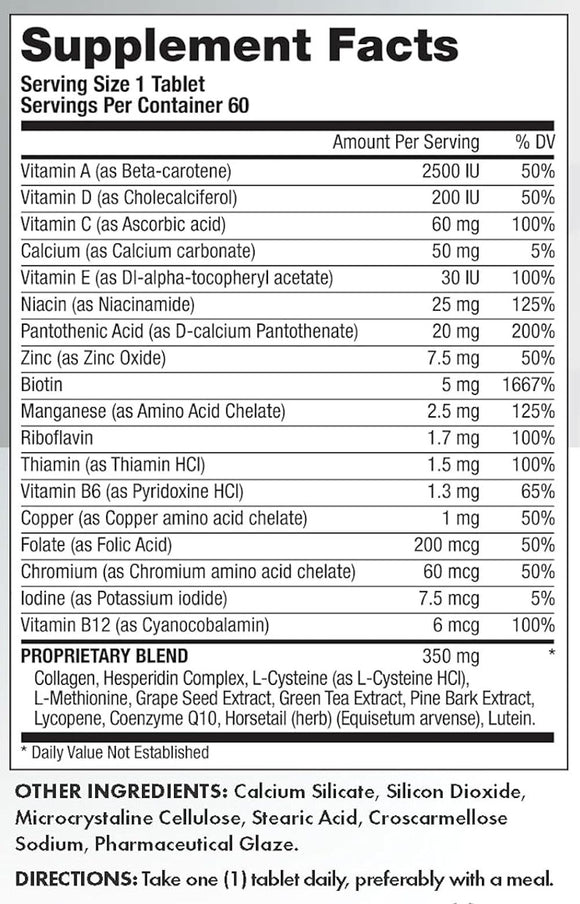 Top Secret Nutrition Hair Skin + Nails, 60 Tablets