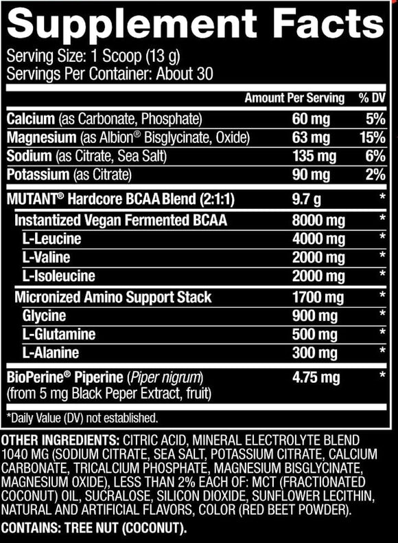 Mutant Hardcore BCAA 30 Servings Pineapple|Lowcostvitamin.com|BCAA