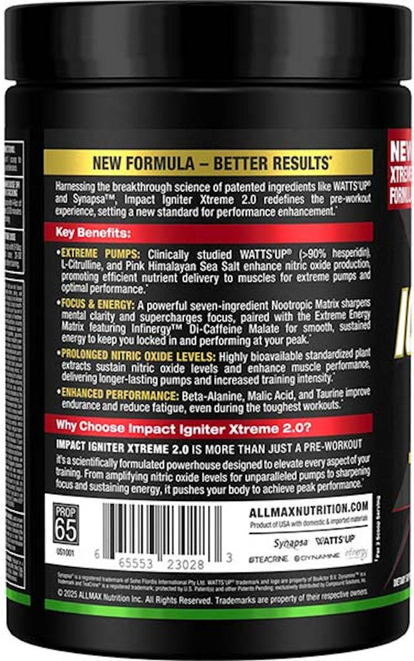 Allmax Impact Igniter Xtreme 2.0 Pre-Workout Bubblegum (Copy)|Lowcostvitamin.com|Pre-Workout