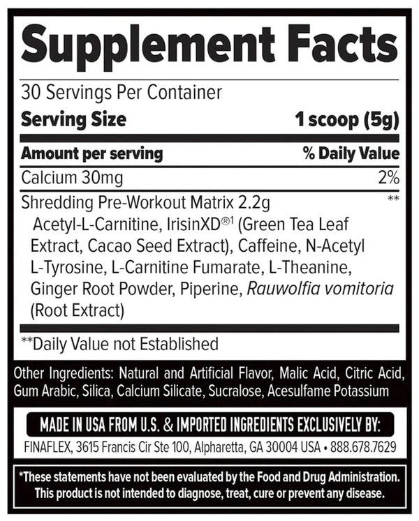 FinaFlex INCINR8 HARDCORE is a Shredding Super Pre-Workout fact