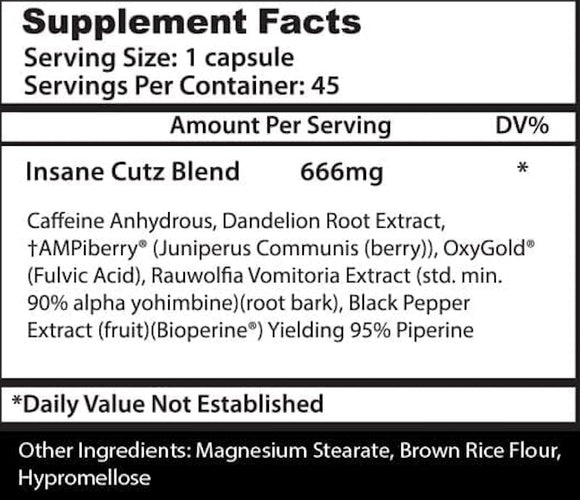 Insane Labz Insane Cutz 45 capsules|Lowcostvitamin.com|Appetite Control