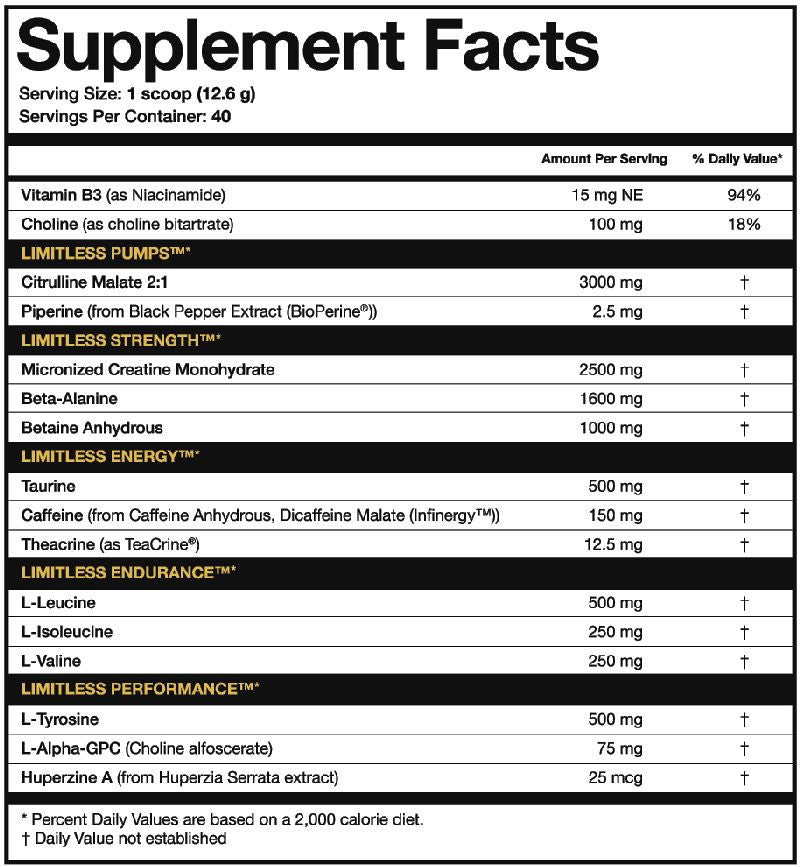 Magnum Nutraceuticals Limitless Pre-Workout wBCAA 40 Servings|Lowcostvitamin.com