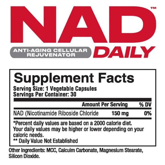 Metabolic Nutrition NAD Daily 150mg Anti-Aging Cellular Rejuvenator|Lowcostvitamin.com|Anti Aging